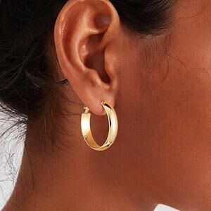 14K Gold Plated Hypoallergenic Lightweight Thick Hoop Earrings for Women